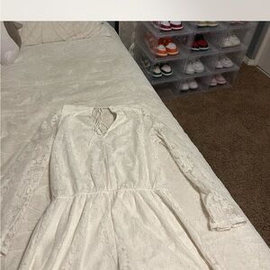 Express Cream Lace V-Neck Dress